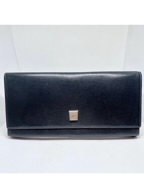 Authentic Christian Dior Vintage Navy Blue Textured Leather Long Wallet Spain